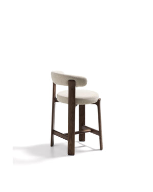 Kave Home Granite barkruk H75 chenille Beige/walnoot