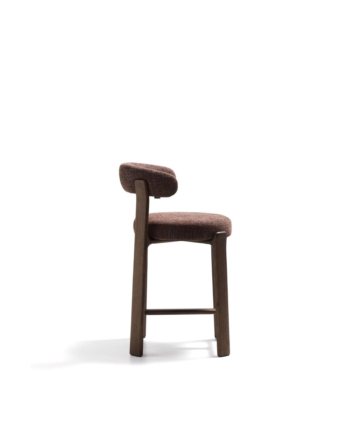Kave Home Granite barkruk H75 chenille Bruin/walnoot
