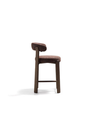 Kave Home Granite barkruk H75 chenille Bruin/walnoot