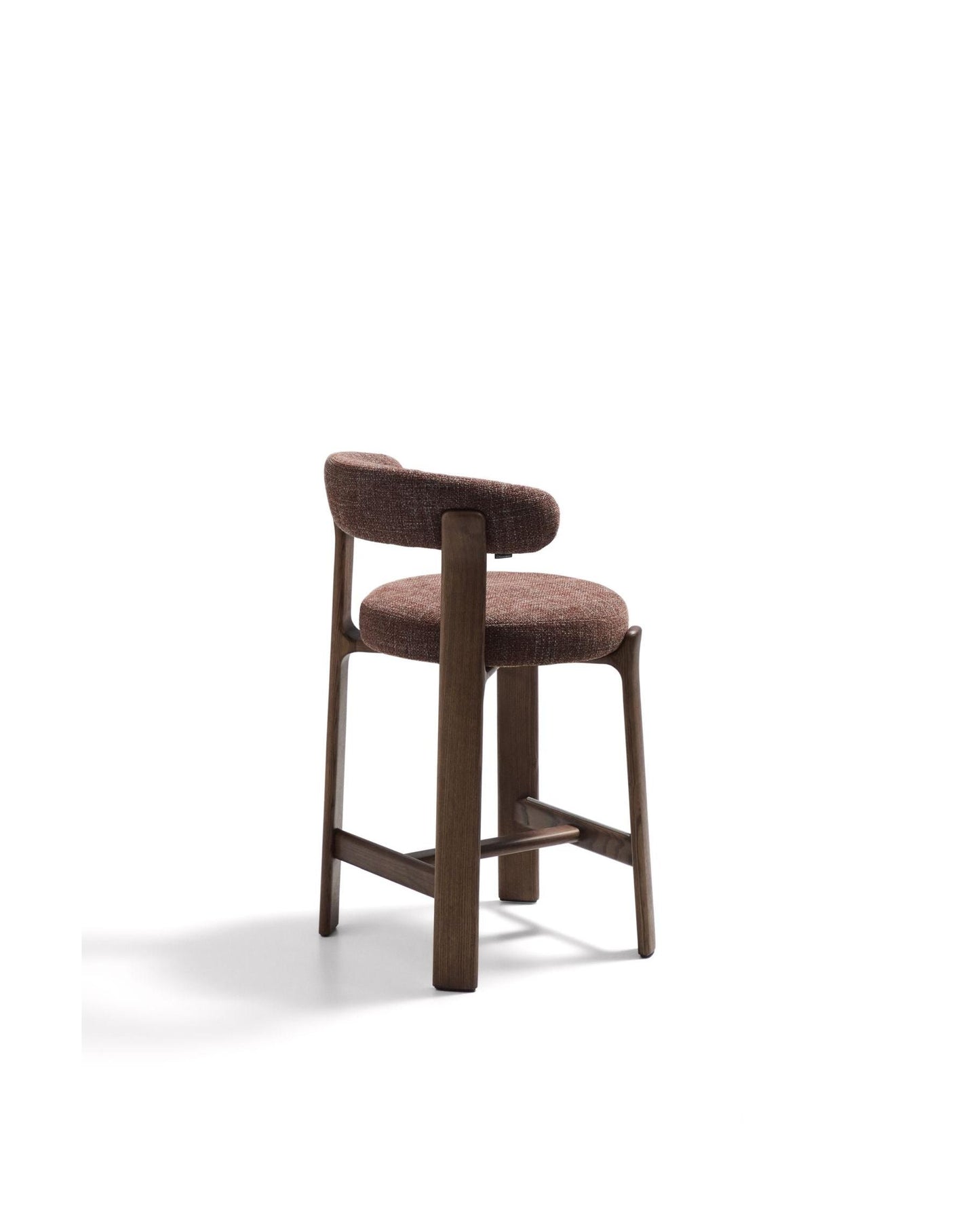 Kave Home Granite barkruk H75 chenille Bruin/walnoot