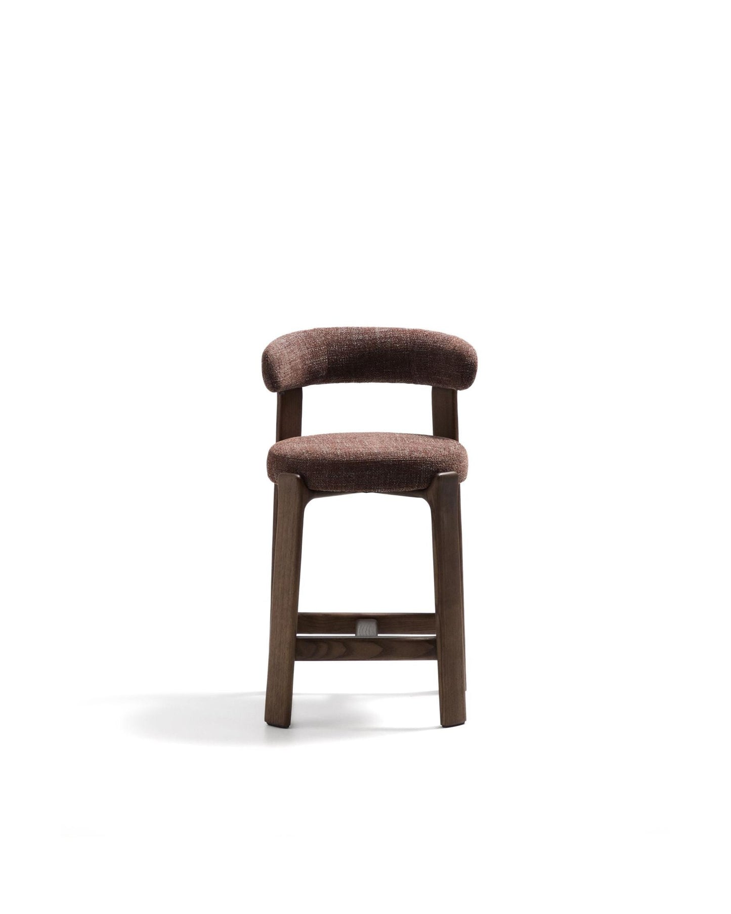 Kave Home Granite barkruk H75 chenille Bruin/walnoot