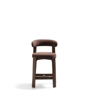 Kave Home Granite barkruk H75 chenille Bruin/walnoot