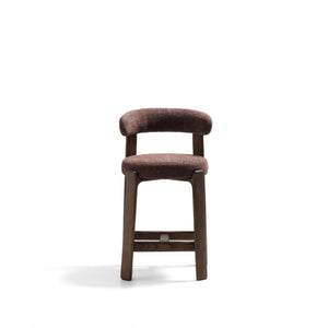 Kave Home Granite barkruk H65 chenille Bruin/walnoot