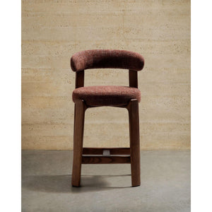 Kave Home Granite barkruk H65 chenille Bruin/walnoot