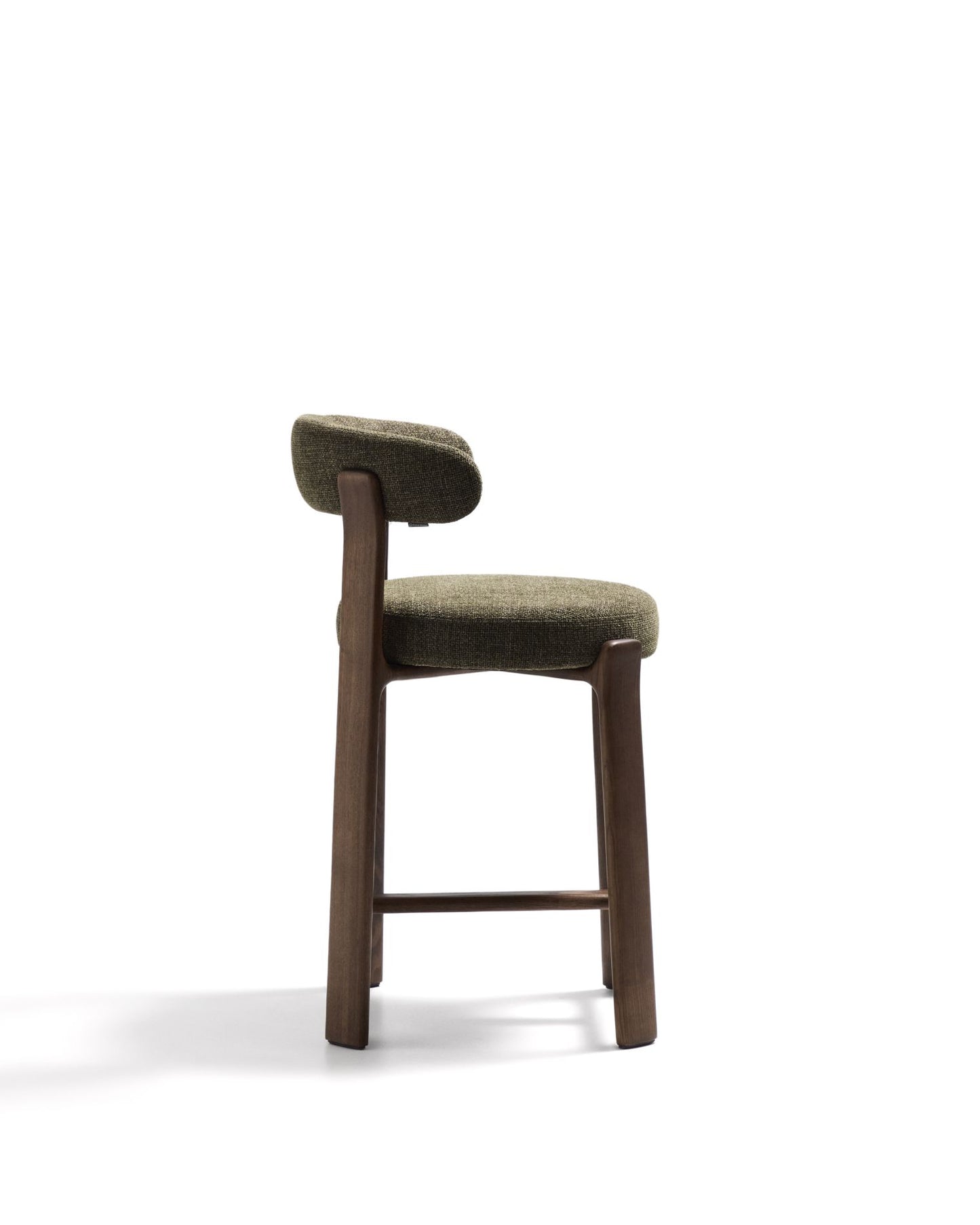 Kave Home Granite barkruk H65 chenille Groen/walnoot