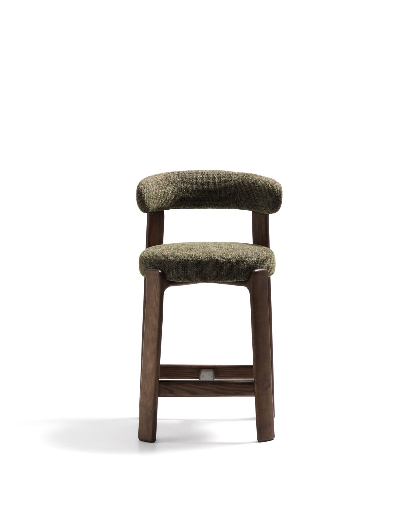 Kave Home Granite barkruk H65 chenille Groen/walnoot