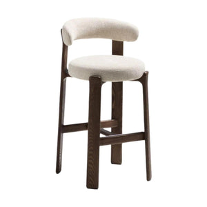 Kave Home Granite barkruk H75 chenille Beige/walnoot