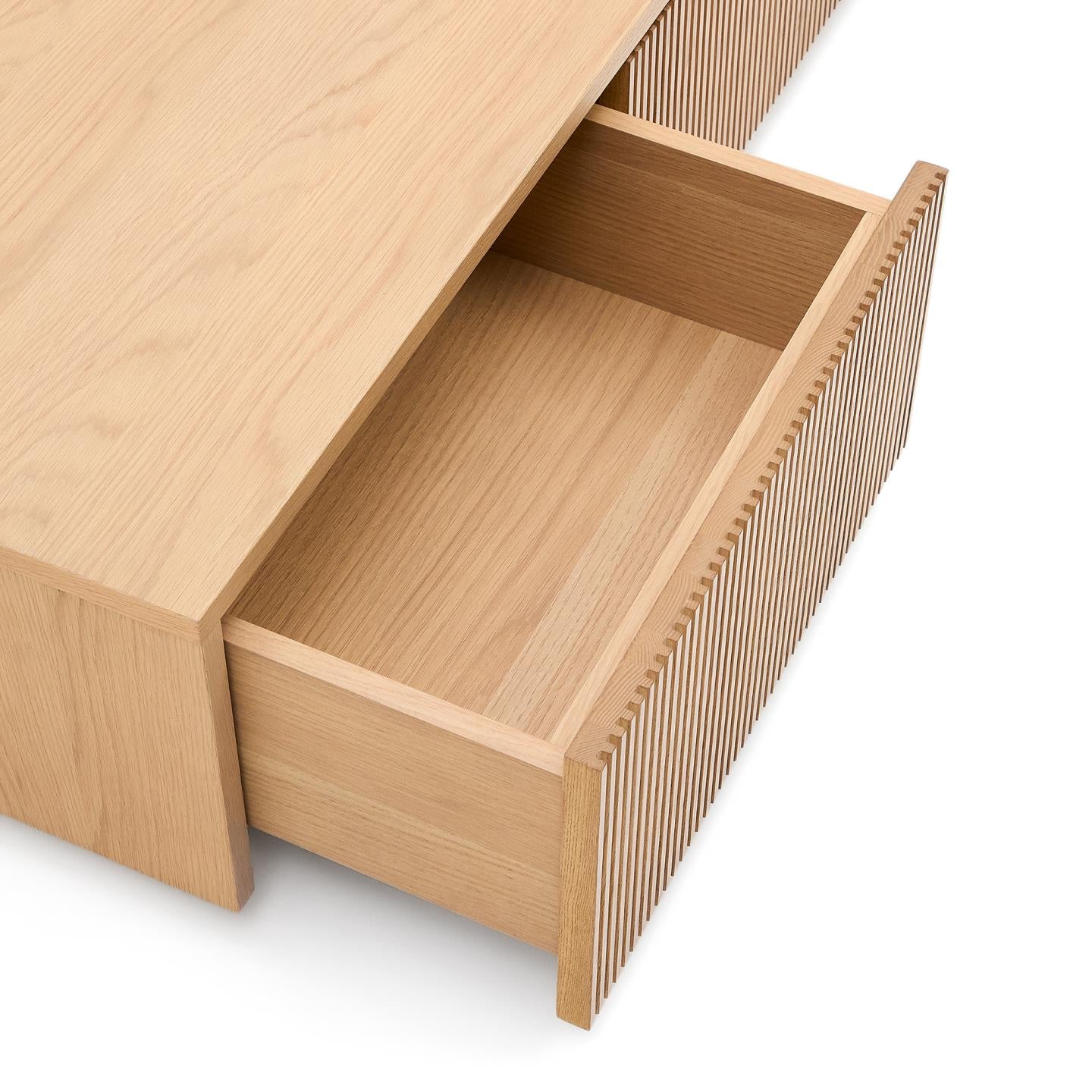 Kave Home Helvine tv-meubel 200x30 cm fineer eiken