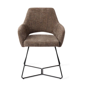 Jesper Home Yanai eetkamerstoel Checked Chestnut beehive black