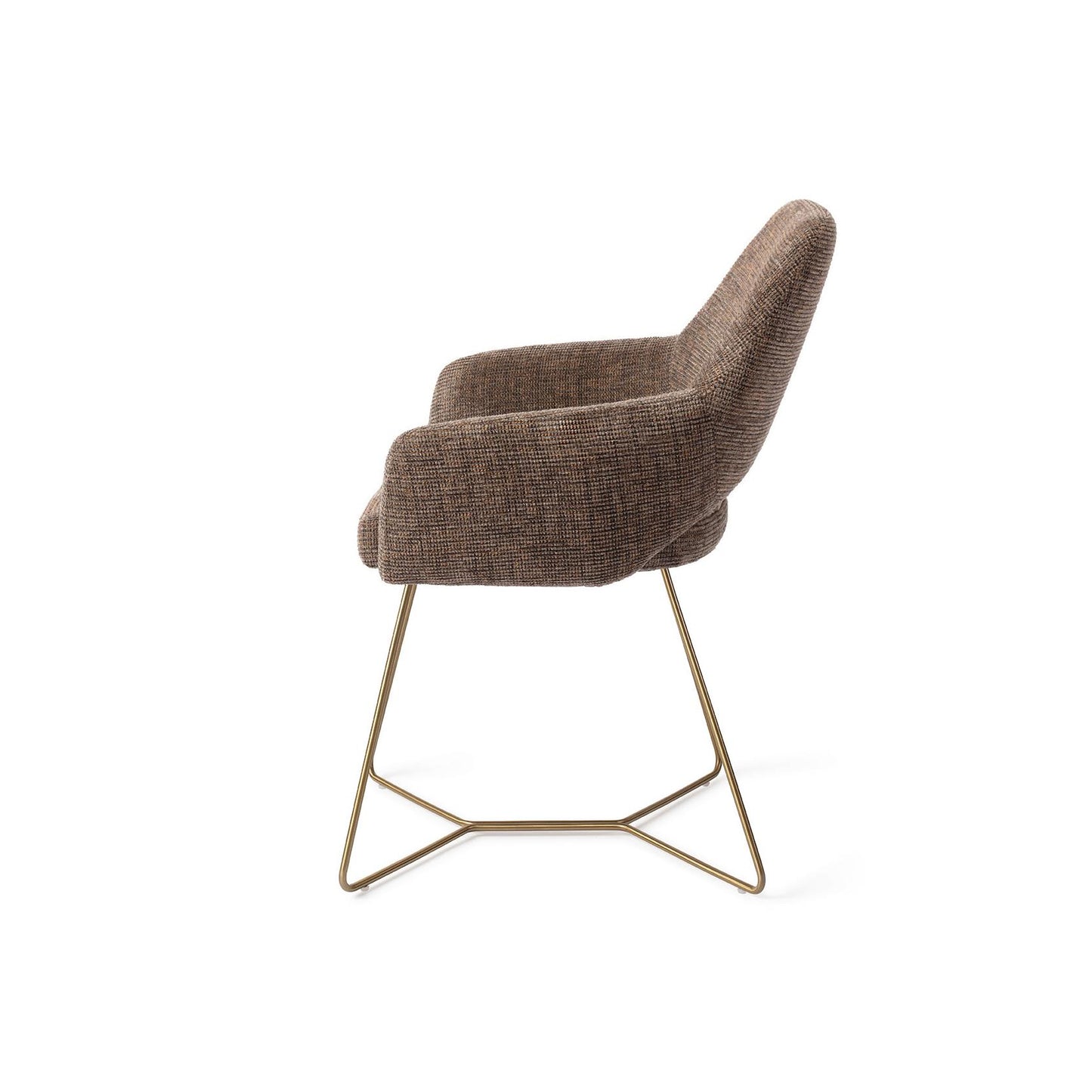 Jesper Home Yanai eetkamerstoel Checked Chestnut beehive gold