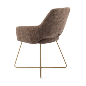 Jesper Home Yanai eetkamerstoel Checked Chestnut cross gold