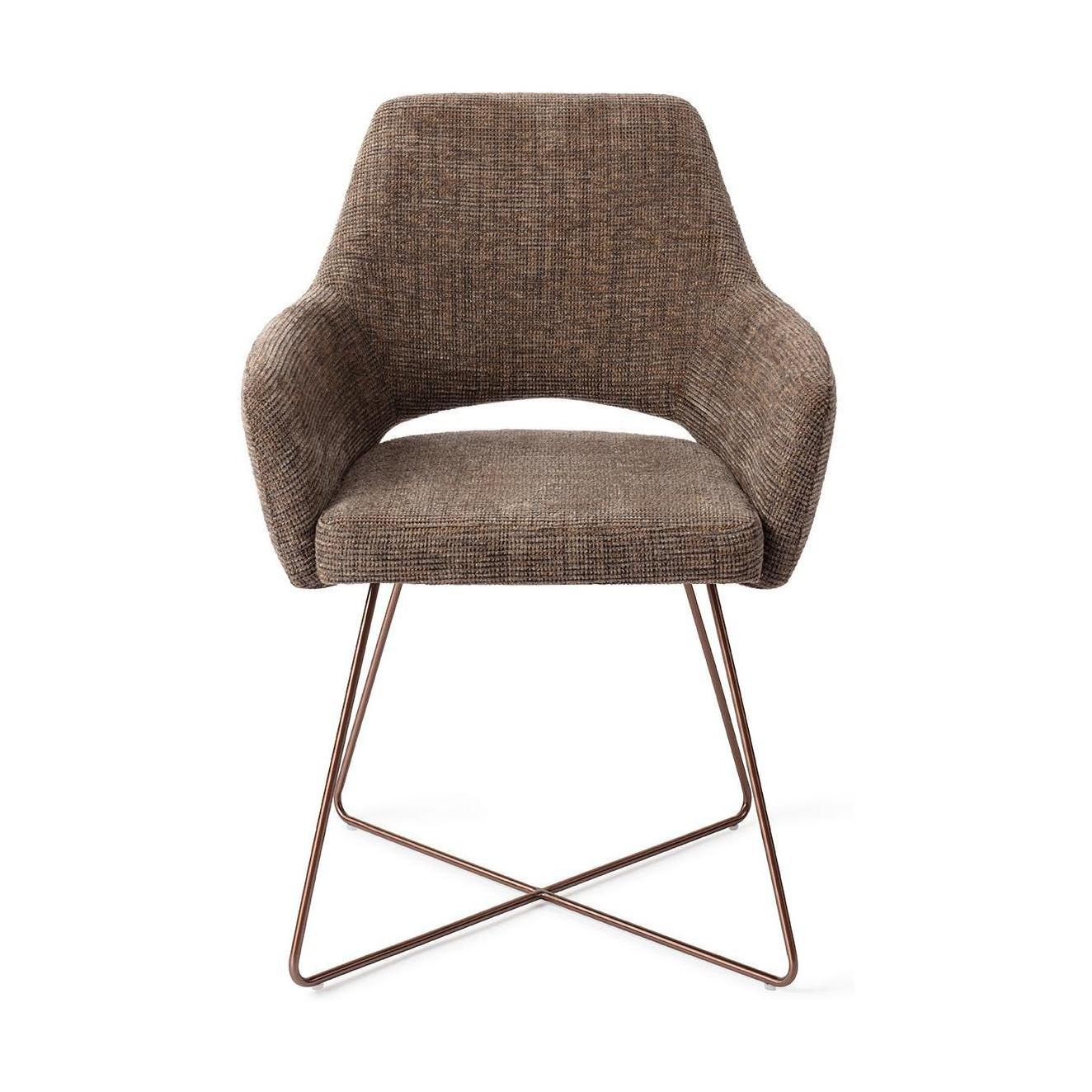 Jesper Home Yanai eetkamerstoel Checked Chestnut cross rose