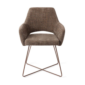 Jesper Home Yanai eetkamerstoel Checked Chestnut cross rose