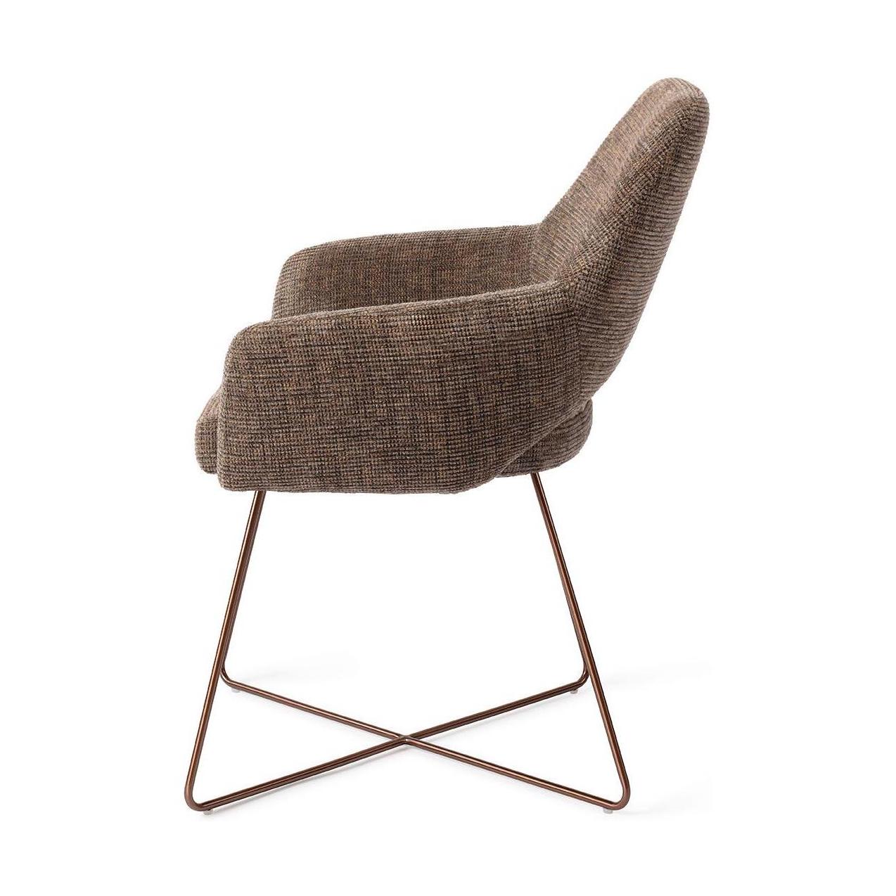 Jesper Home Yanai eetkamerstoel Checked Chestnut cross rose