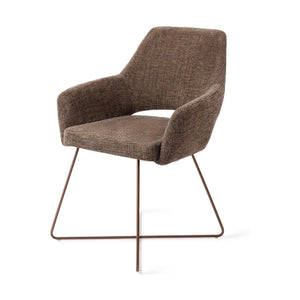 Jesper Home Yanai eetkamerstoel Checked Chestnut cross rose