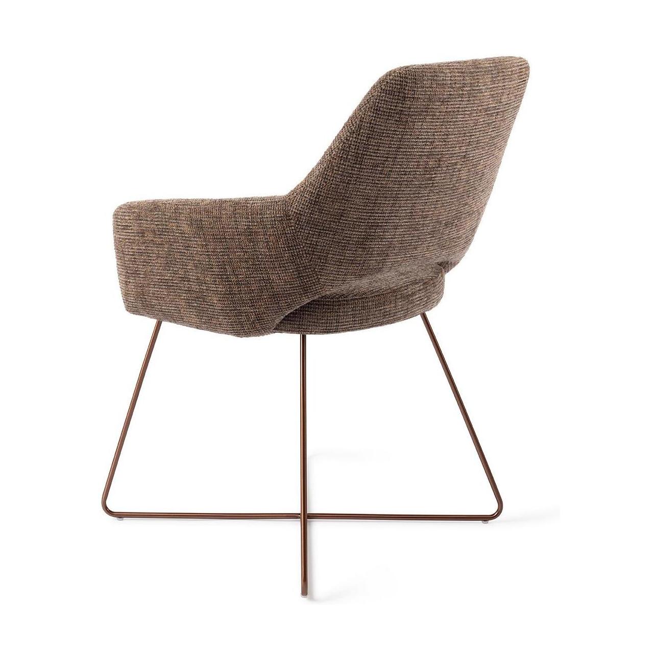 Jesper Home Yanai eetkamerstoel Checked Chestnut cross rose