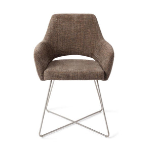 Jesper Home Yanai eetkamerstoel Checked Chestnut cross steel