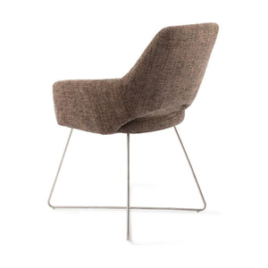 Jesper Home Yanai eetkamerstoel Checked Chestnut cross steel