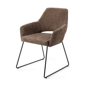Jesper Home Yanai eetkamerstoel Checked Chestnut slide black