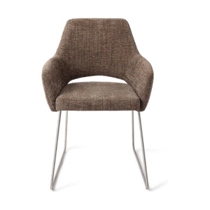 Jesper Home Yanai eetkamerstoel Checked Chestnut slide steel