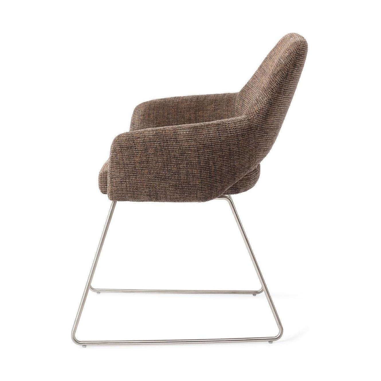 Jesper Home Yanai eetkamerstoel Checked Chestnut slide steel