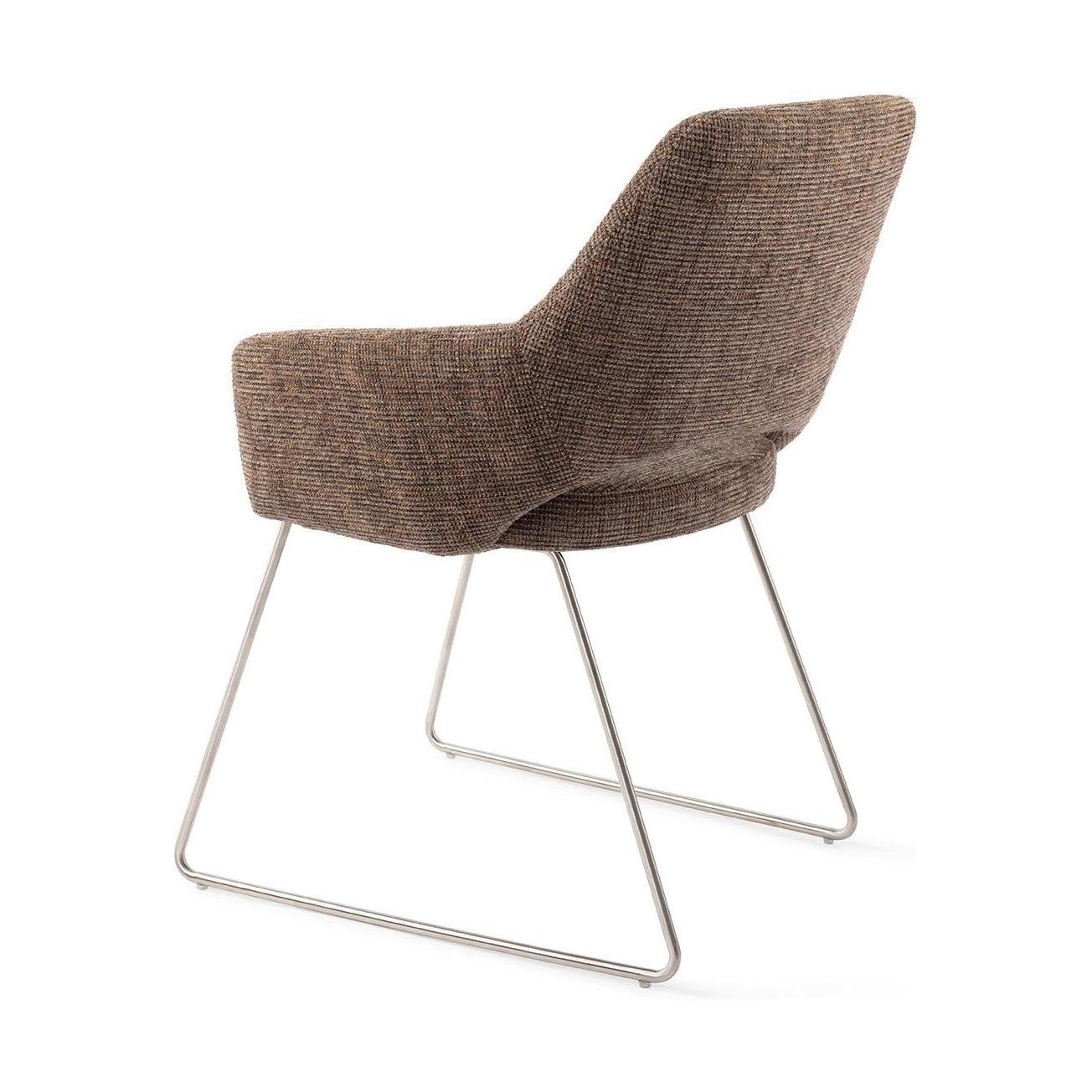 Jesper Home Yanai eetkamerstoel Checked Chestnut slide steel