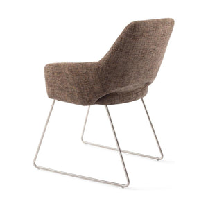 Jesper Home Yanai eetkamerstoel Checked Chestnut slide steel