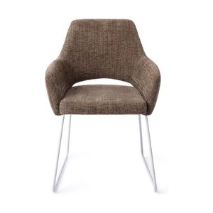 Jesper Home Yanai eetkamerstoel Checked Chestnut slide white