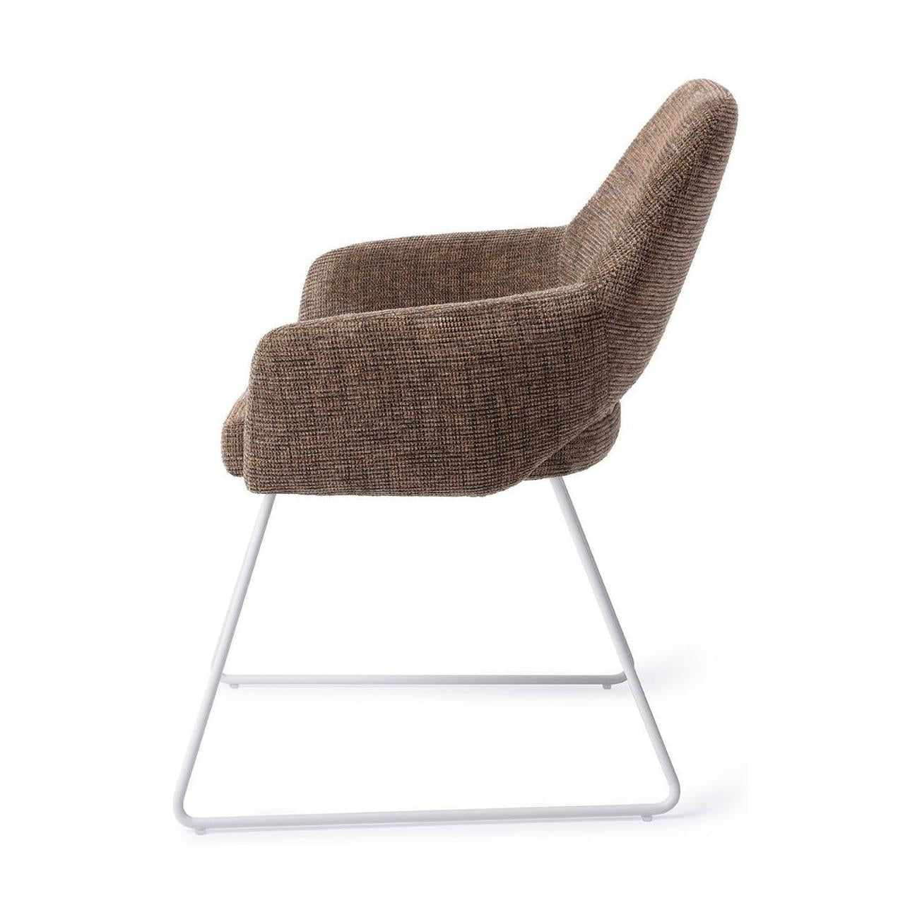 Jesper Home Yanai eetkamerstoel Checked Chestnut slide white