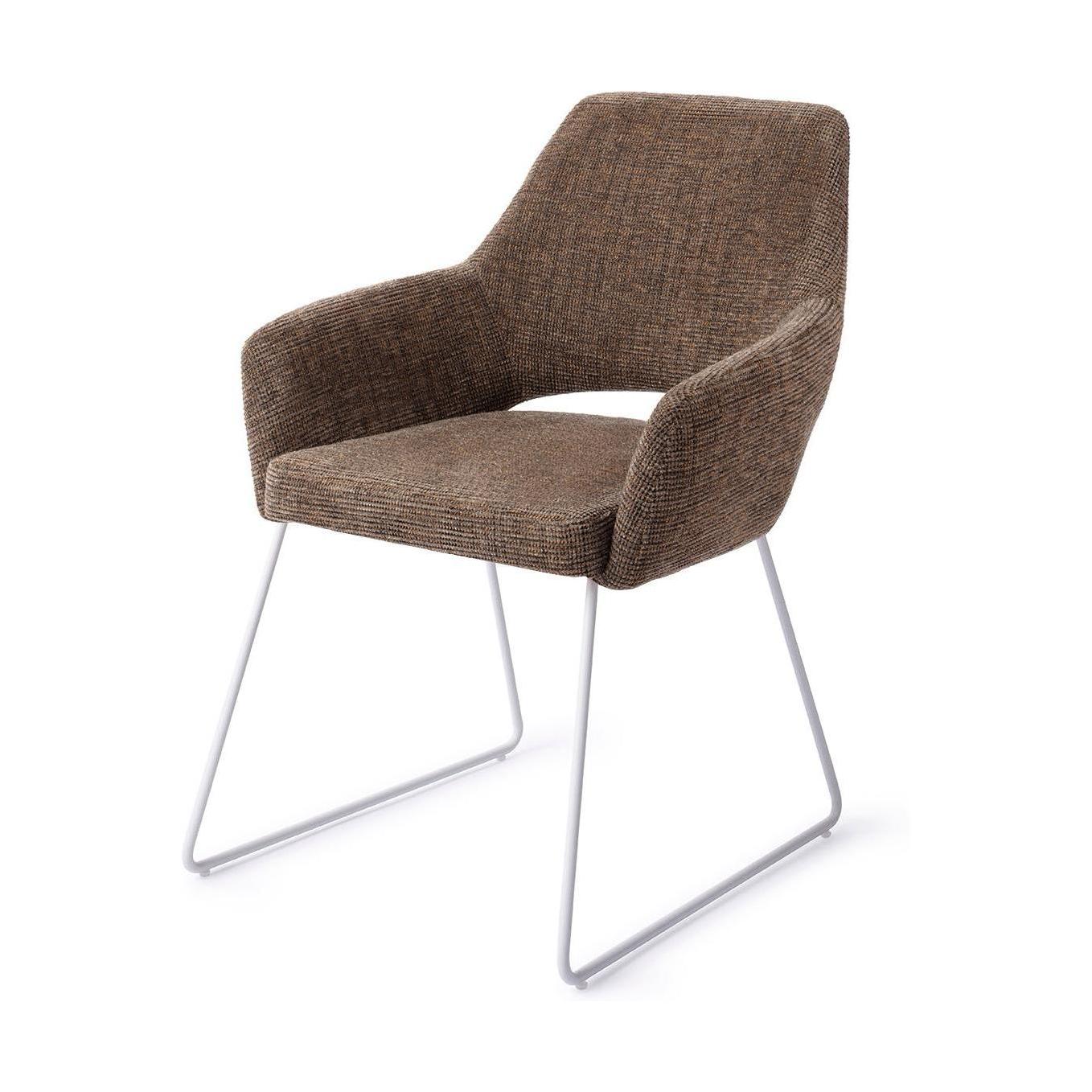Jesper Home Yanai eetkamerstoel Checked Chestnut slide white