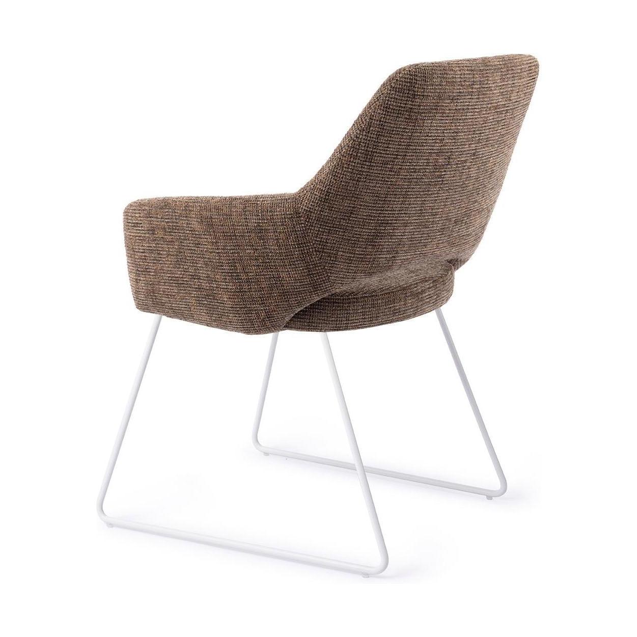 Jesper Home Yanai eetkamerstoel Checked Chestnut slide white