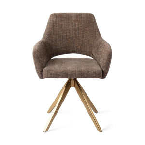 Jesper Home Yanai eetkamerstoel Checked Chestnut turn gold