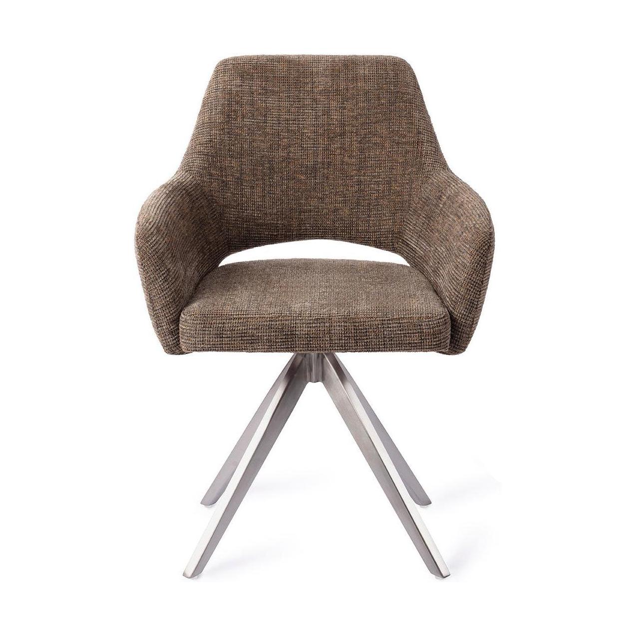 Jesper Home Yanai eetkamerstoel Checked Chestnut turn steel