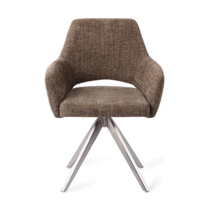 Jesper Home Yanai eetkamerstoel Checked Chestnut turn steel