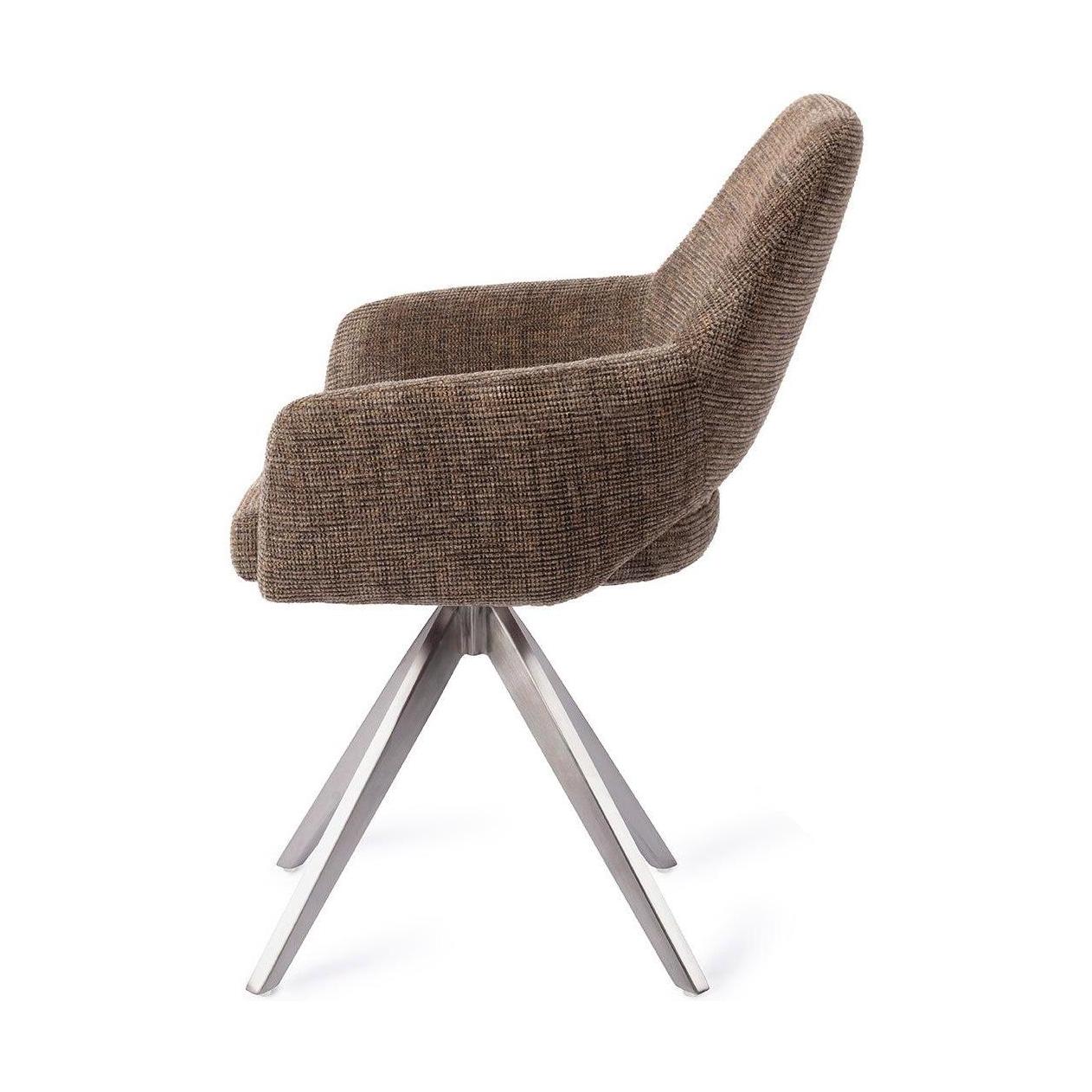 Jesper Home Yanai eetkamerstoel Checked Chestnut turn steel
