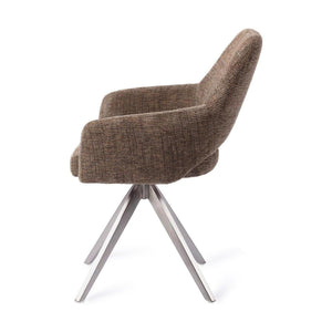 Jesper Home Yanai eetkamerstoel Checked Chestnut turn steel