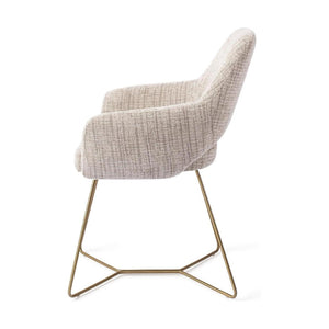 Jesper Home Yanai eetkamerstoel Caramel Grid beehive gold