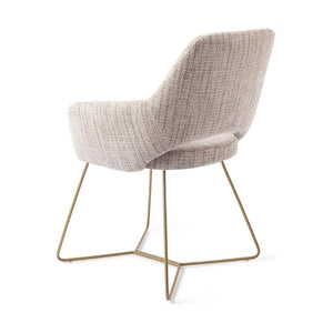 Jesper Home Yanai eetkamerstoel Caramel Grid beehive gold