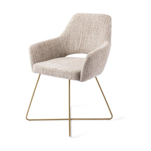 Jesper Home Yanai eetkamerstoel Caramel Grid cross gold