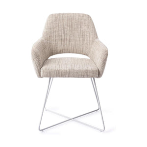 Jesper Home Yanai eetkamerstoel Caramel Grid cross white