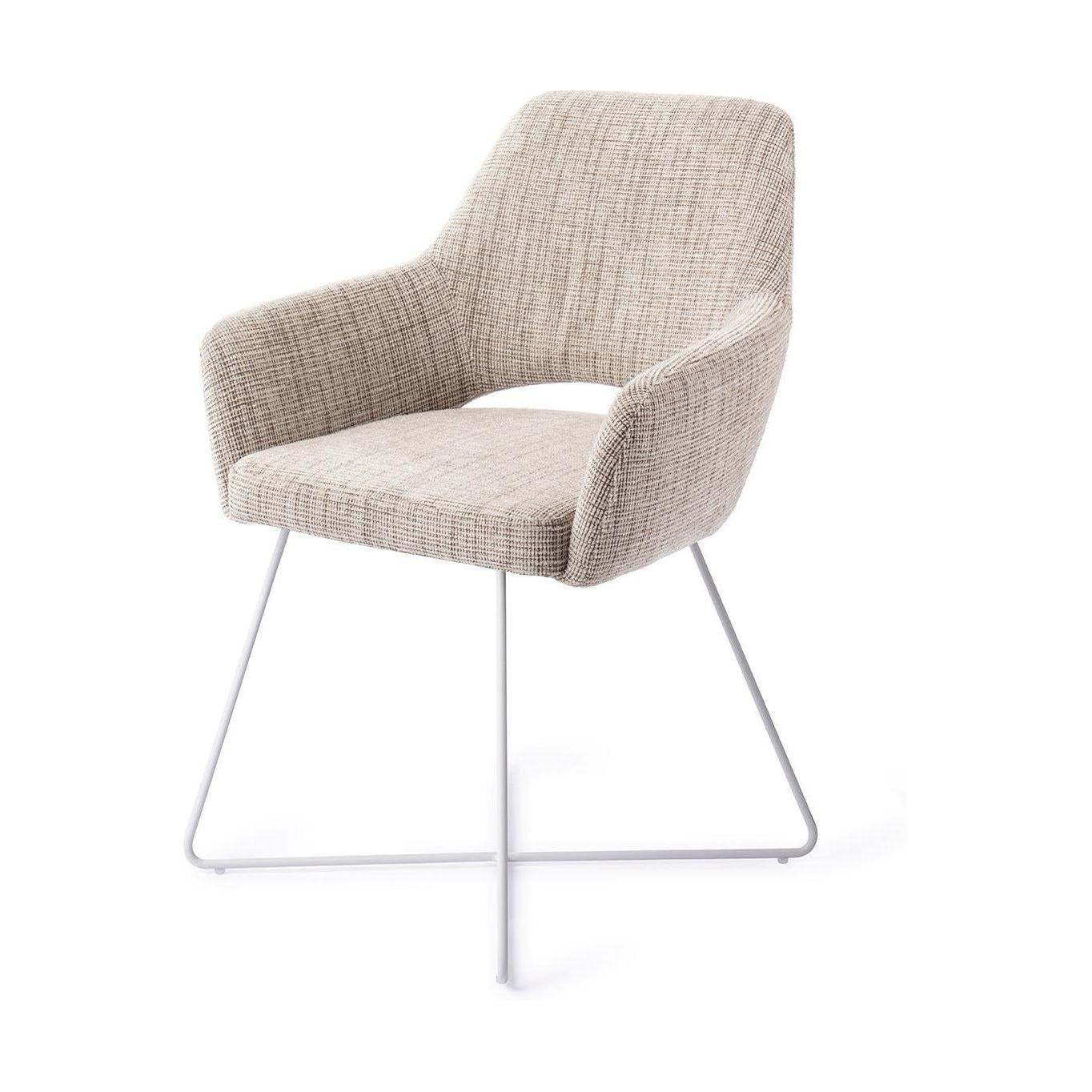 Jesper Home Yanai eetkamerstoel Caramel Grid cross white