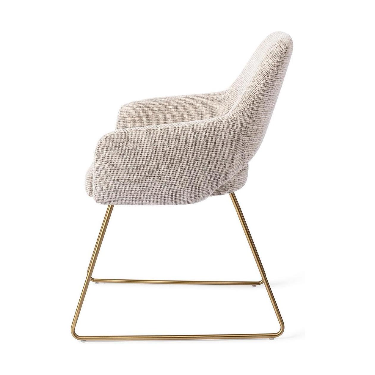 Jesper Home Yanai eetkamerstoel Caramel Grid slide gold