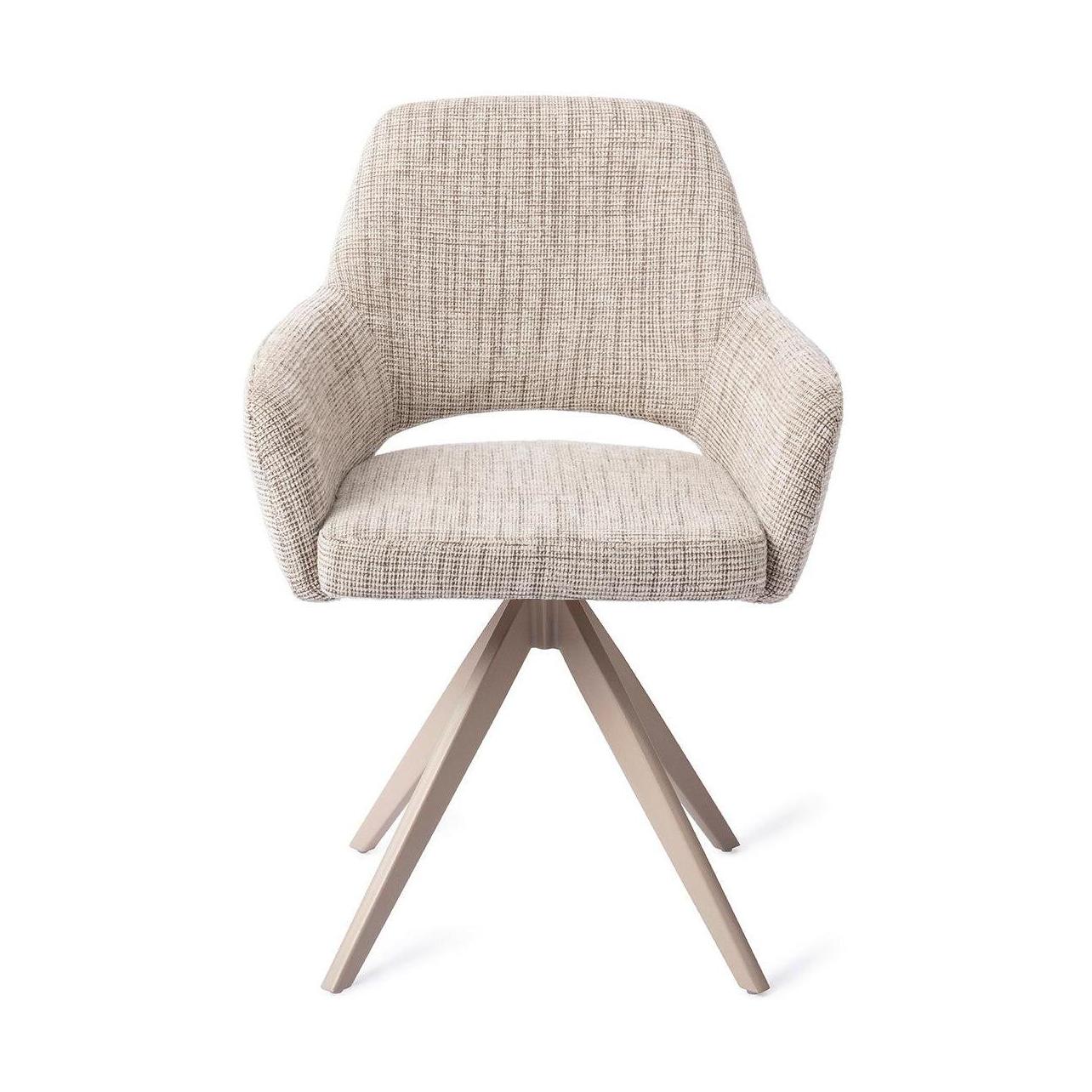 Jesper Home Yanai eetkamerstoel Caramel Grid turn beige