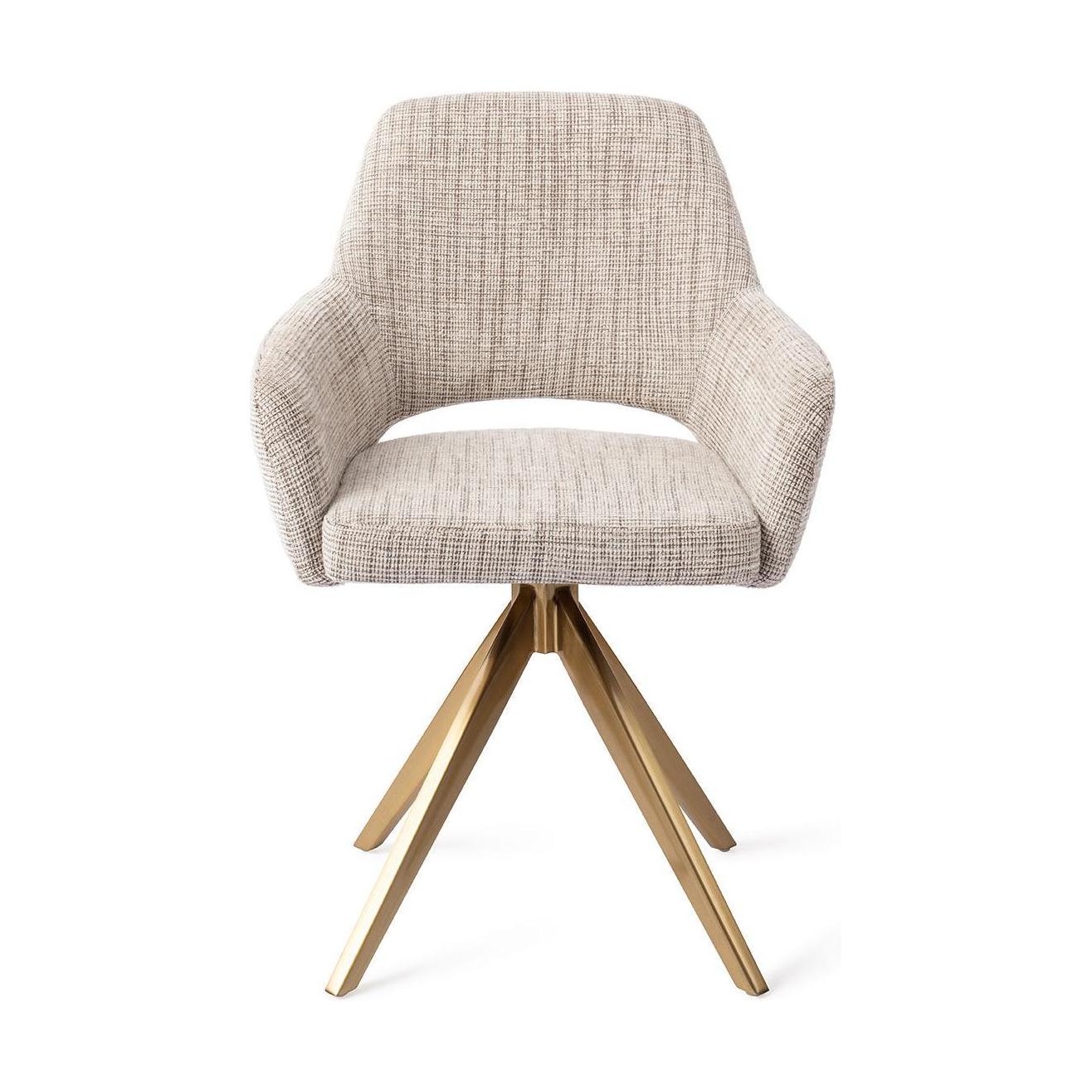 Jesper Home Yanai eetkamerstoel Caramel Grid turn gold
