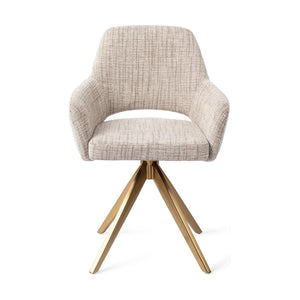 Jesper Home Yanai eetkamerstoel Caramel Grid turn gold