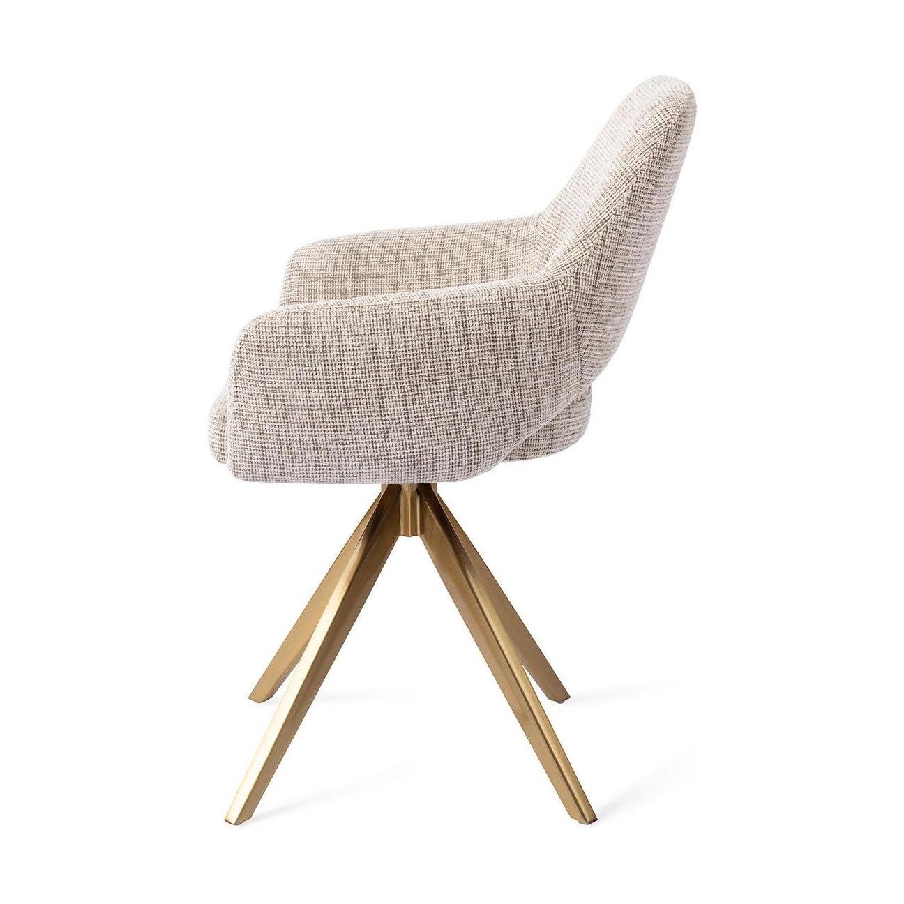 Jesper Home Yanai eetkamerstoel Caramel Grid turn gold