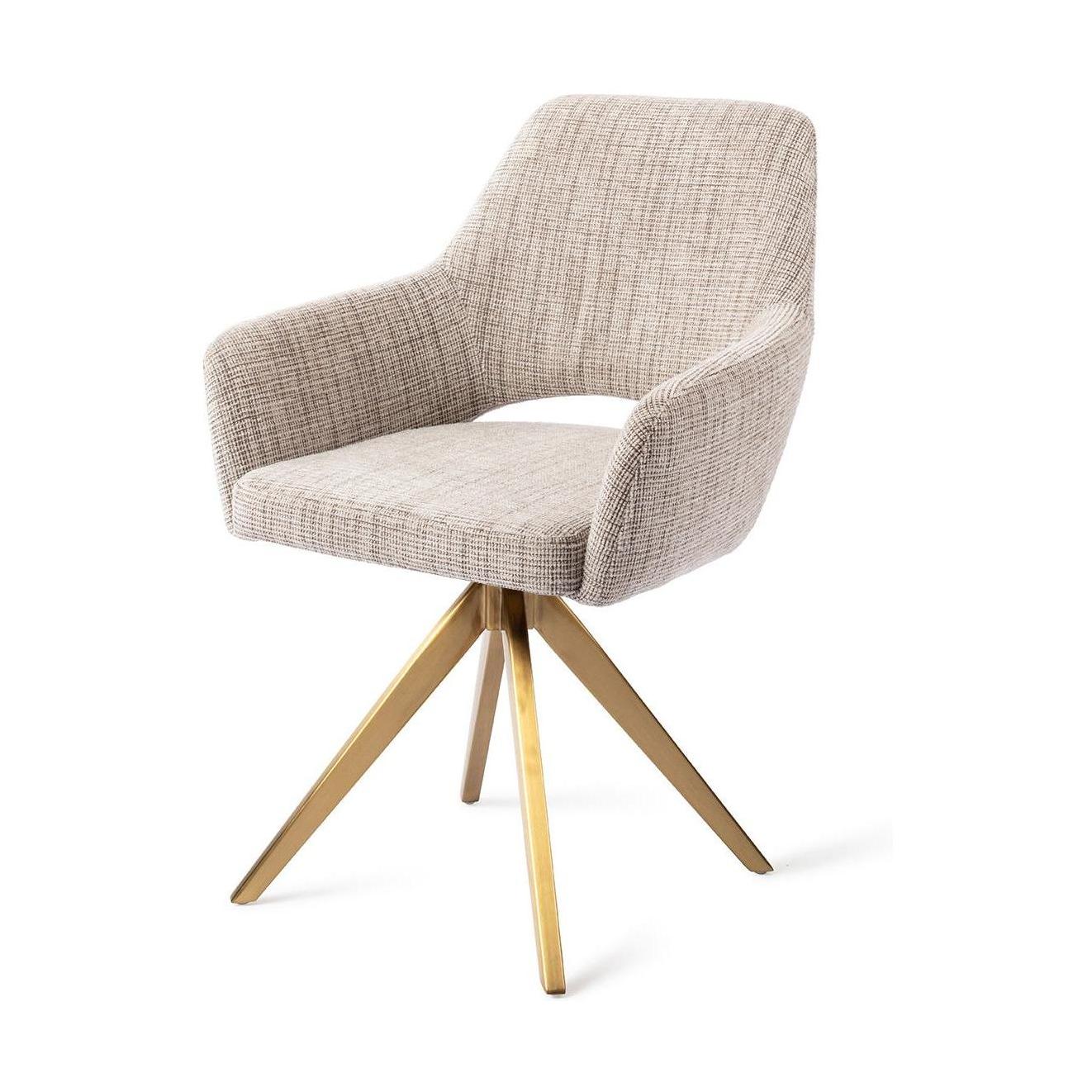 Jesper Home Yanai eetkamerstoel Caramel Grid turn gold