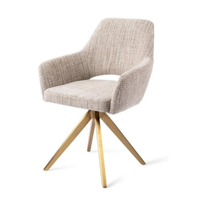 Jesper Home Yanai eetkamerstoel Caramel Grid turn gold