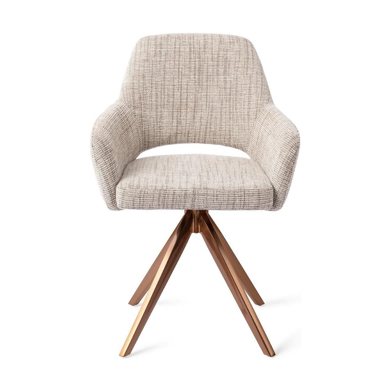 Jesper Home Yanai eetkamerstoel Caramel Grid turn rose