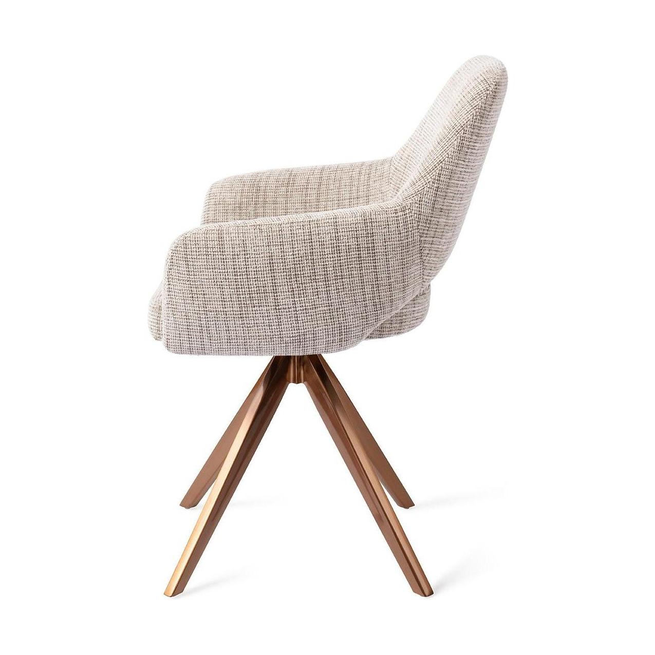Jesper Home Yanai eetkamerstoel Caramel Grid turn rose
